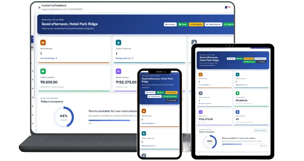 Hotel software dashboard