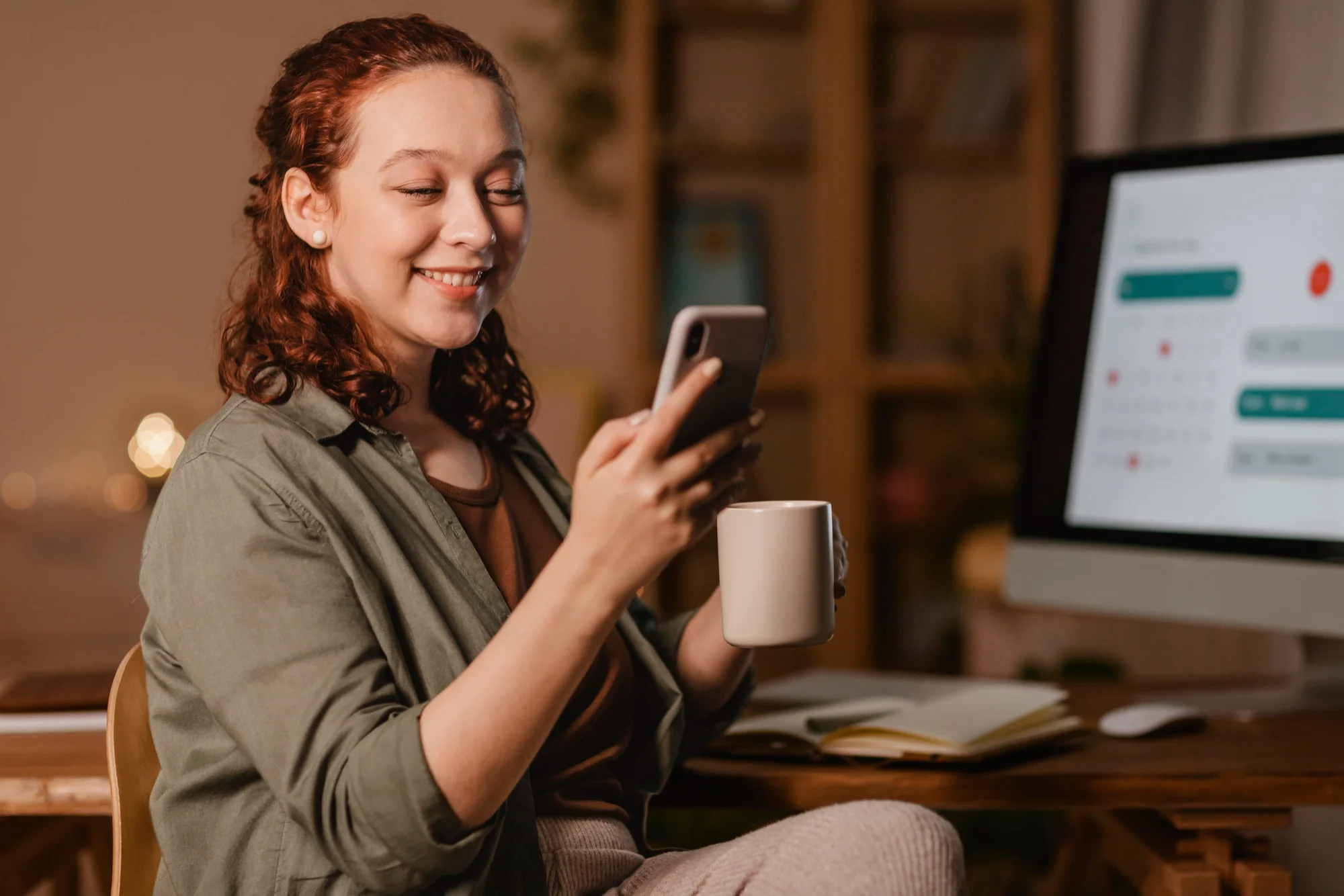 Women using phone